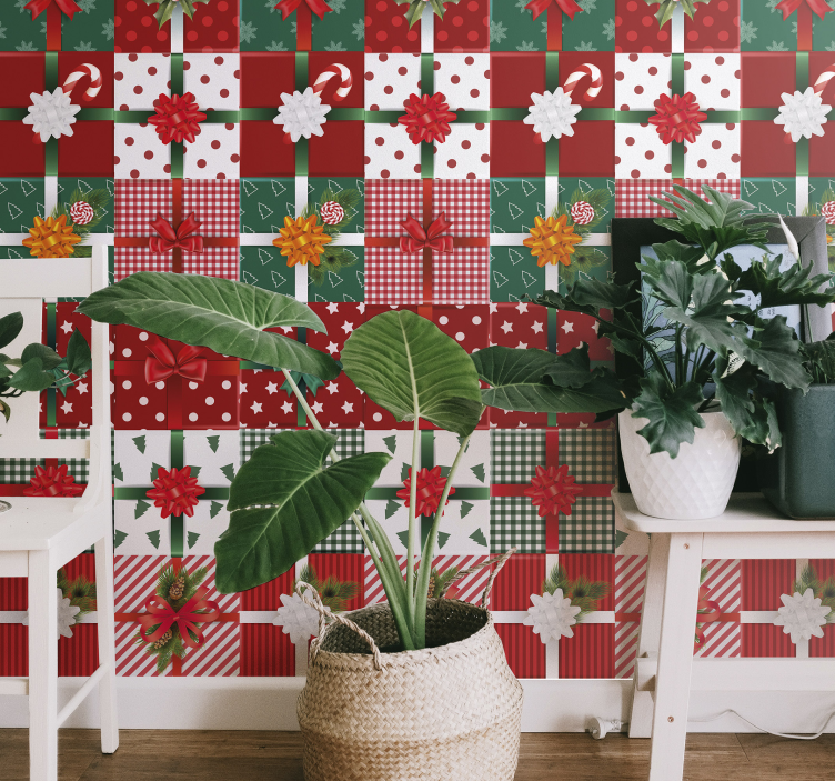 Festive Gift Patterns holiday christmas wallpaper - TenStickers