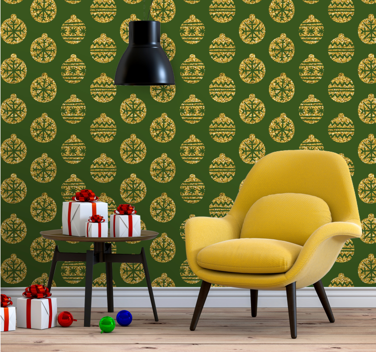 Festive Ornament Pattern holiday christmas wallpaper - TenStickers