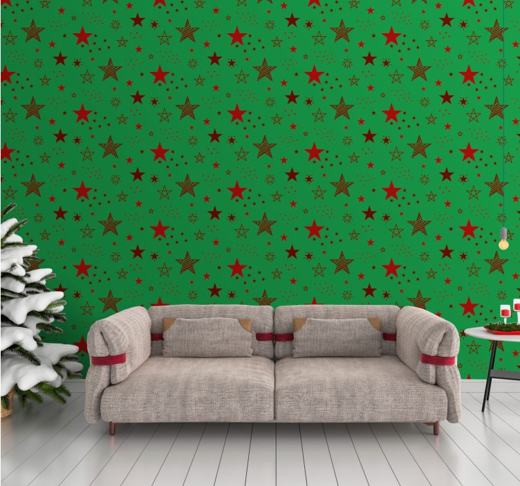 Festive Star Pattern holiday christmas wallpaper - TenStickers