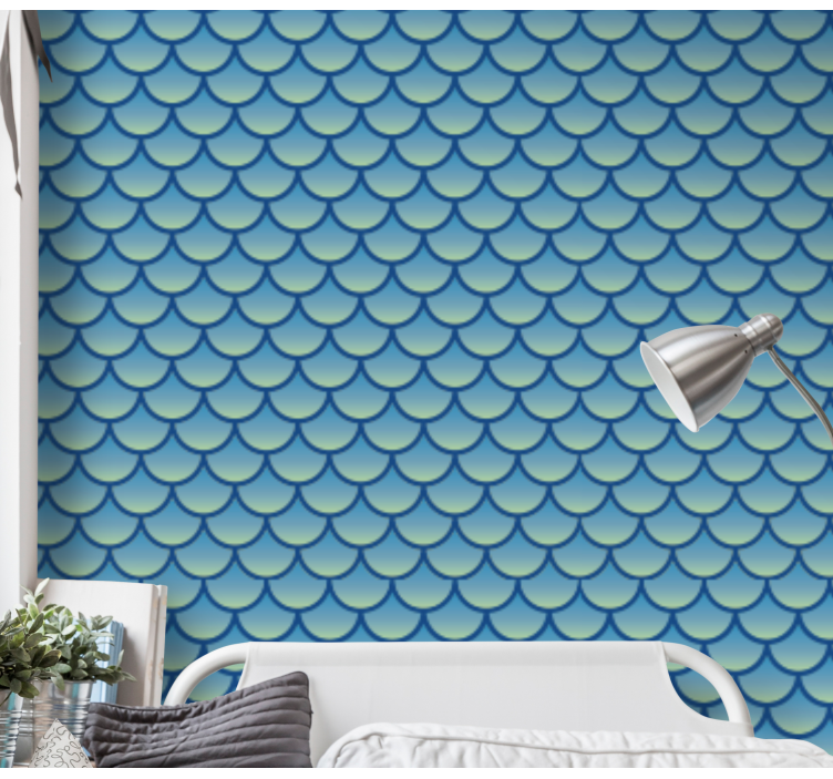 Fish Scale Pattern wallpaper geometric - TenStickers