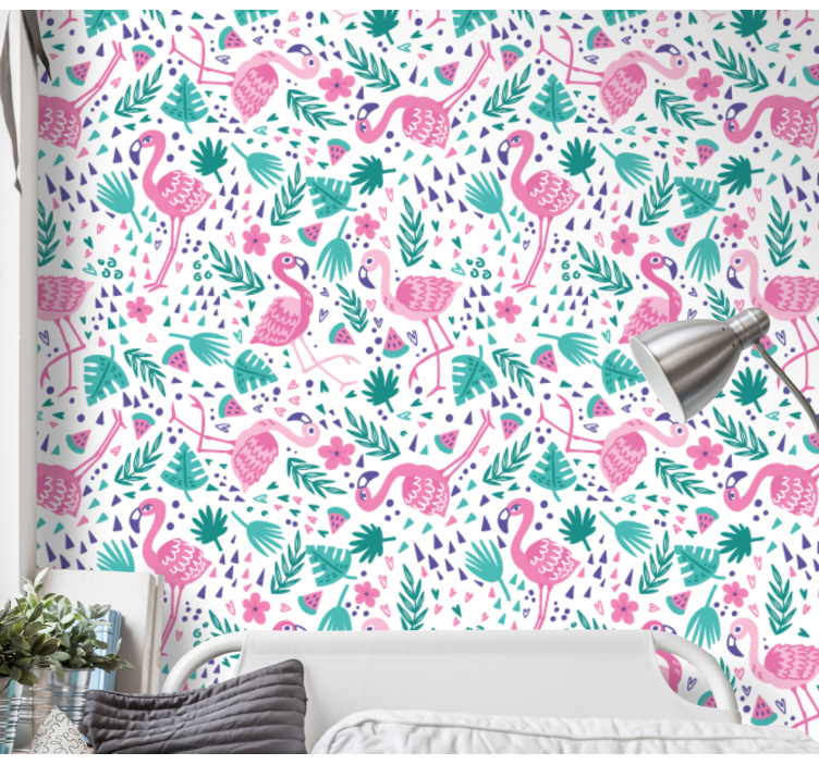 Flamingo Patterns animals wallpaper - TenStickers