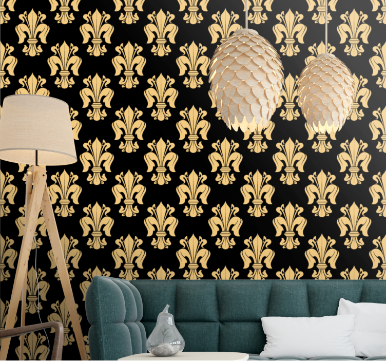 Fleur-de-lis Baroque wallpaper design - TenStickers