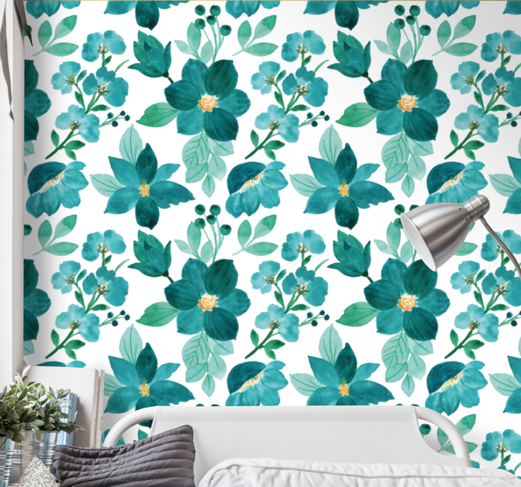 Floral Botanical Bloom flowers wallpaper - TenStickers