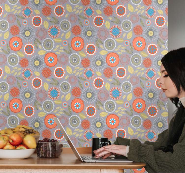 Floral Burst flowers wallpaper - TenStickers