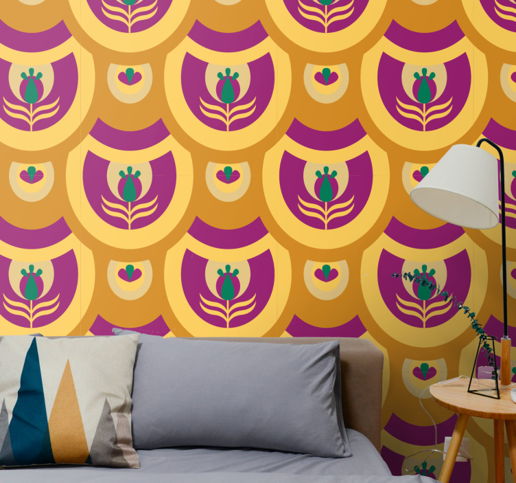 Floral Emblem Design art wallpaper - TenStickers