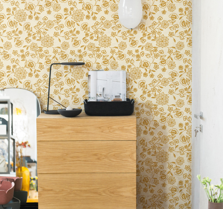 Floral flock paisley Ornamental Wallpaper - TenStickers