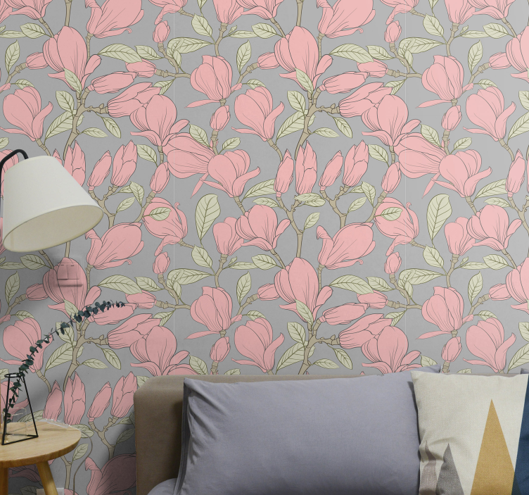 Floral Magnolias flowers wallpaper - TenStickers