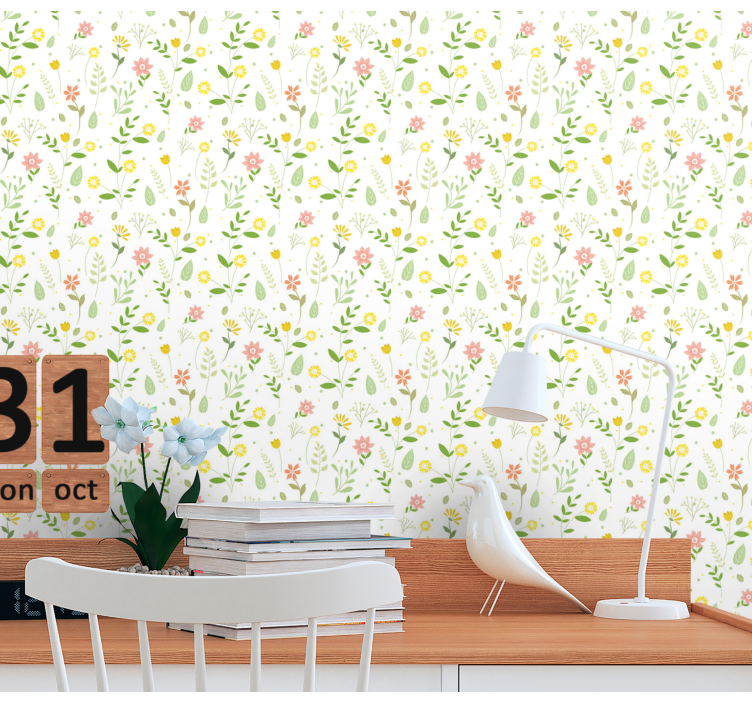 Floral Springtime flowers wallpaper - TenStickers