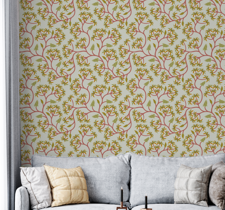 Floral Vine Pattern flowers wallpaper - TenStickers