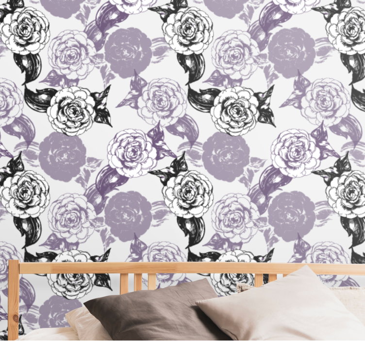 Floral wallpaper charming rose pattern - TenStickers