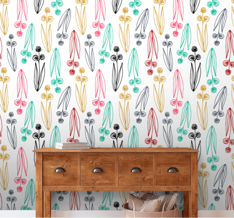 Floral wallpaper with vibrant floral designs - TenStickers