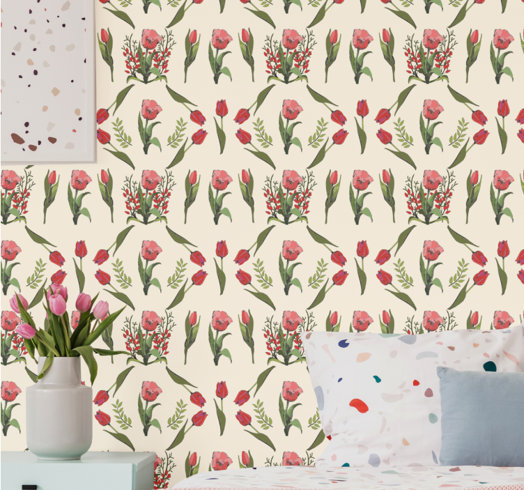 Flower bunch composition master bedroom wallpaper - TenStickers