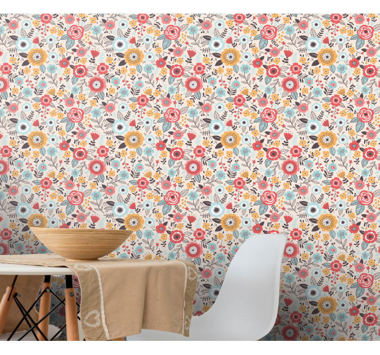 Flowerprint 'Ditsy' flower wallpaper - TenStickers