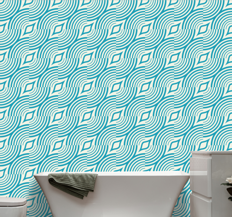 Flowing Wave Shapes abstract wallpaper - TenStickers