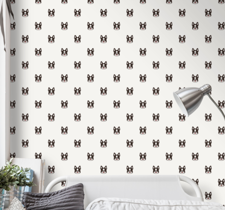 French bulldog pattern Childrens Wallpaper - TenStickers