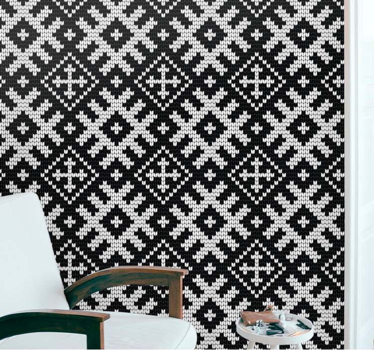 Black and white Christmas pattern goemetric wallpaper - TenStickers