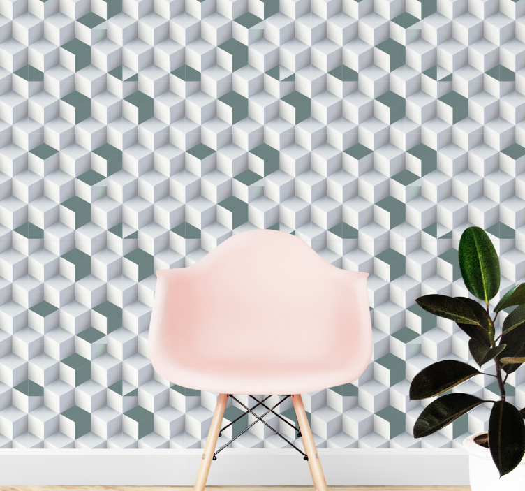 Geometric Cube Illusion wallpaper geometric - TenStickers
