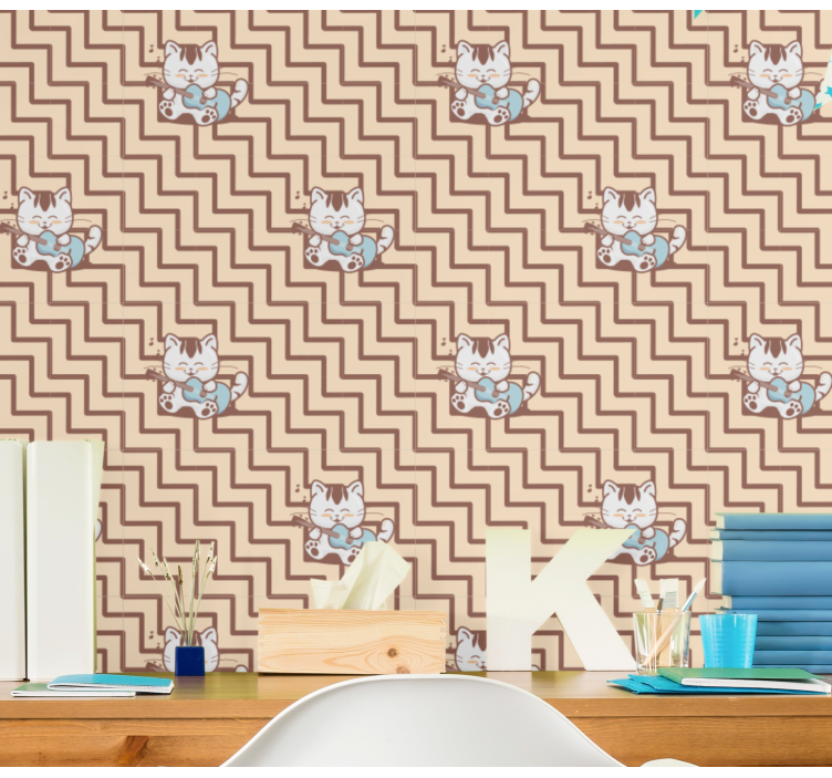 Geometric Feline Motif cats wallpaper - TenStickers