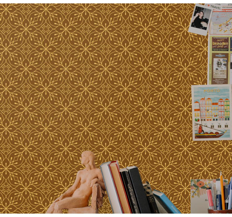 Geometric Floral tile effect wallpaper - TenStickers