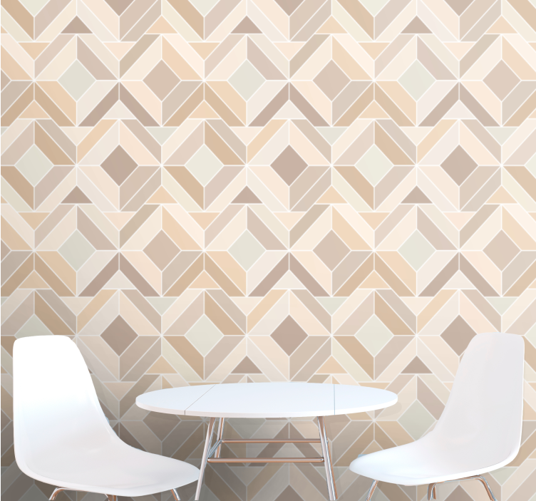 Beige layered shapes goemetric wallpaper - TenStickers
