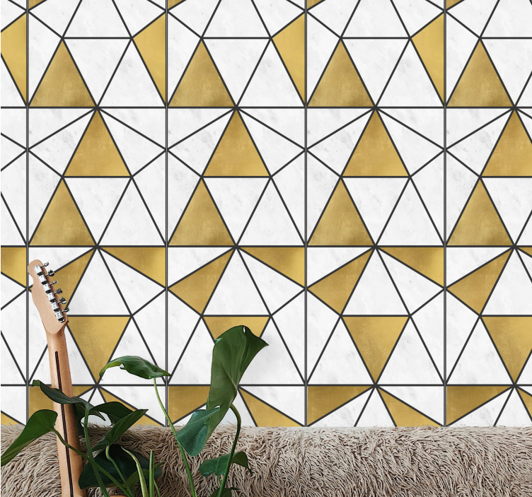 Geometric marble effect triangle wallpaper - TenStickers
