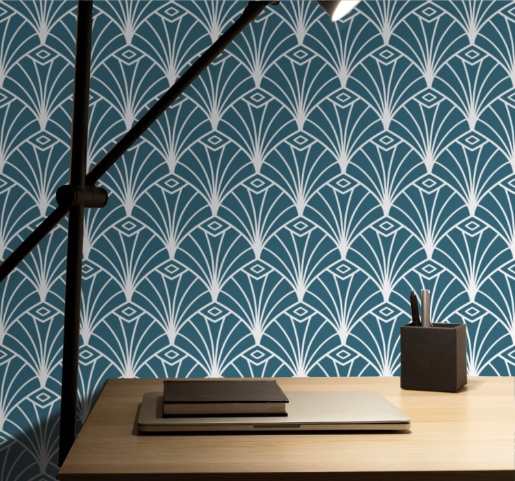Geometric Peacock Feathers wallpaper geometric - TenStickers