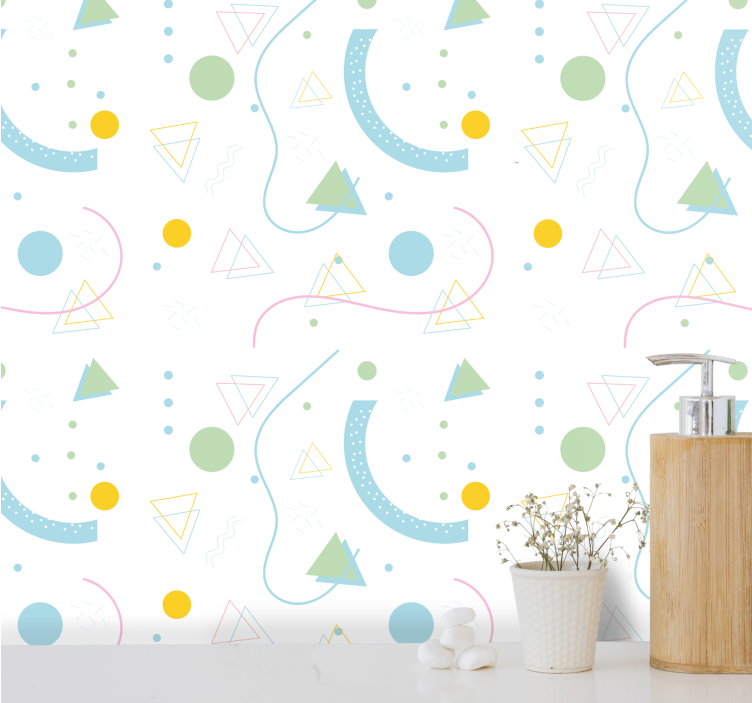 Geometric Shapes Play wallpaper geometric - TenStickers