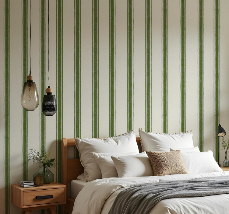 Geometric wallpaper vertical lines moss green - TenStickers