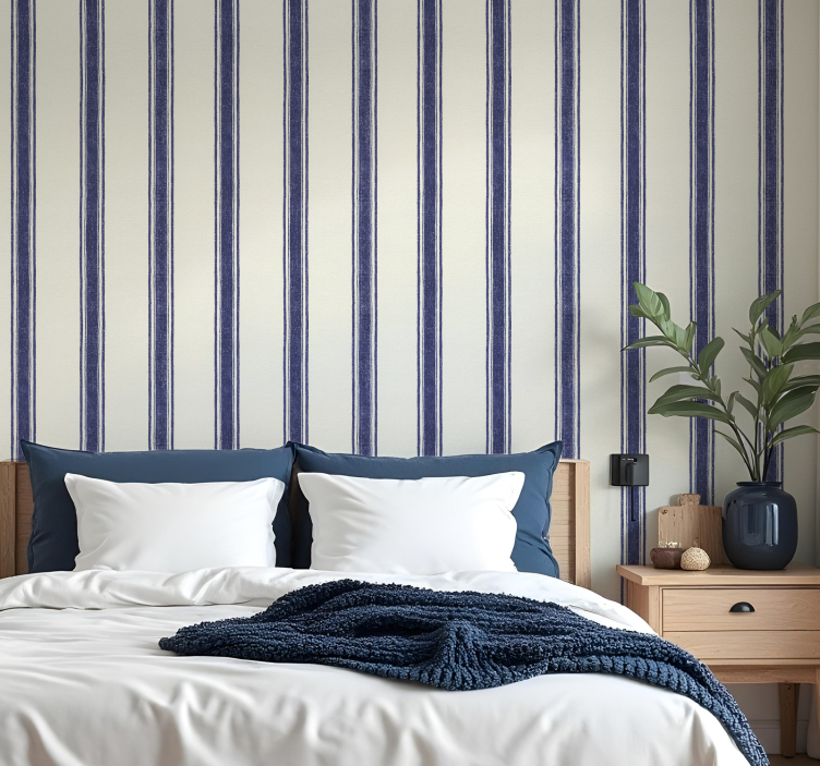 Geometric wallpaper vertical lines navy blue - TenStickers
