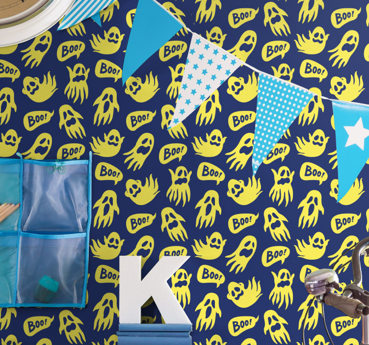 Ghostly Patterns cute halloween wallpaper - TenStickers