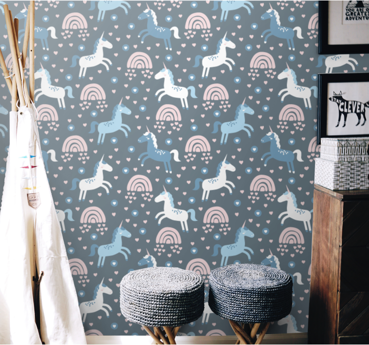 Giraffe Rainbows Motif animals wallpaper - TenStickers