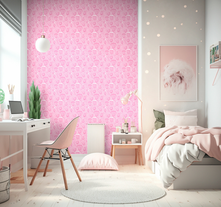 Girls faces Art Wallpaper - TenStickers