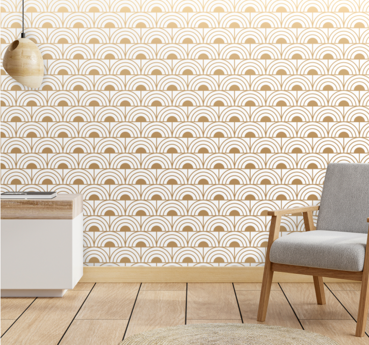 Gold gradient arc art decor pattern wallpaper - TenStickers