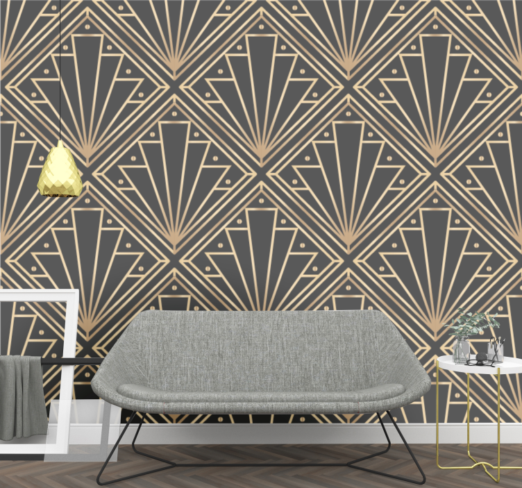 Golden and black deco squarred Square Wallpaper - TenStickers
