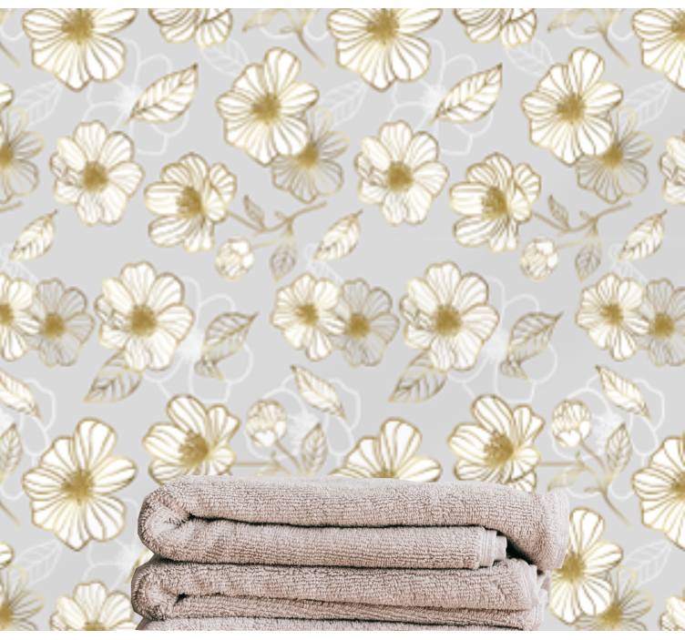 Golden and white flour flower wallpaper - TenStickers