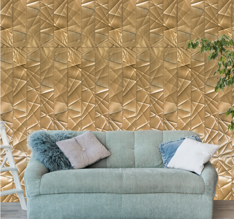 Golden polygon texture 3D Wallpaper - TenStickers