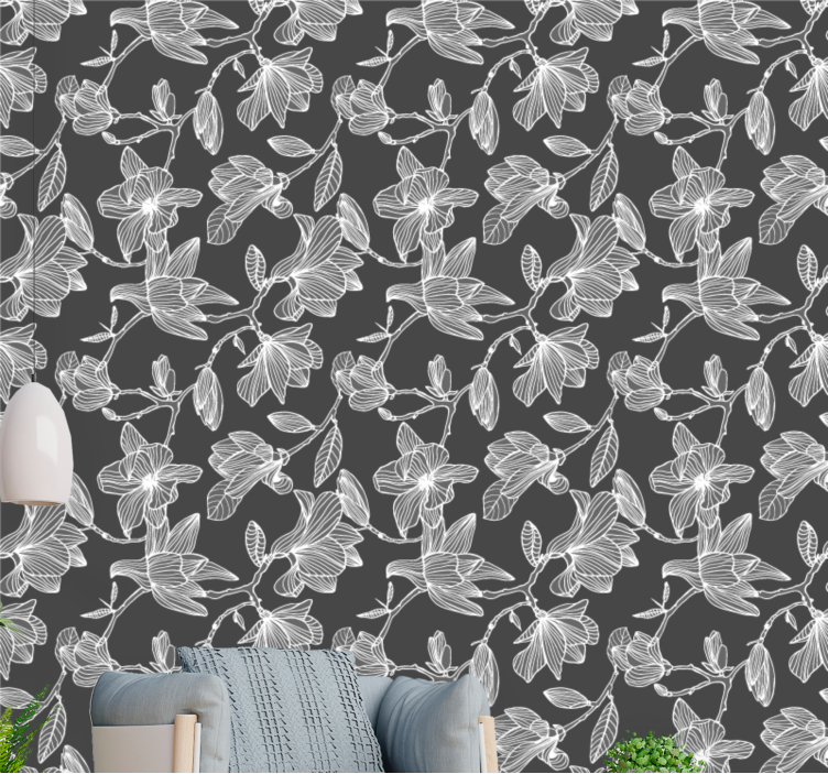 Brown blossom composition flowers wallpaper - TenStickers