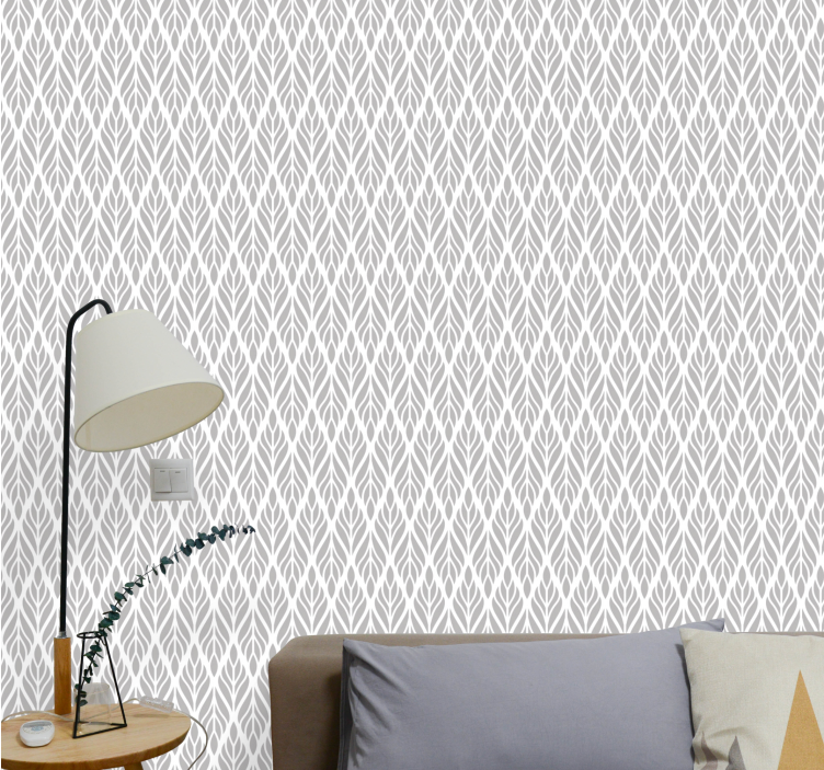 Grey modern arrangement leaves wallpaper - TenStickers