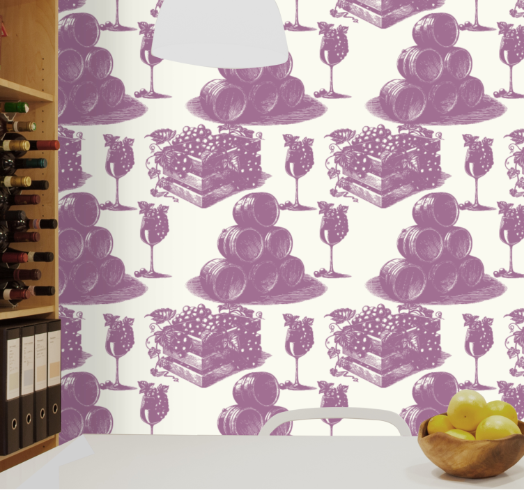 Grapes And Barrels custom wallpaper - TenStickers