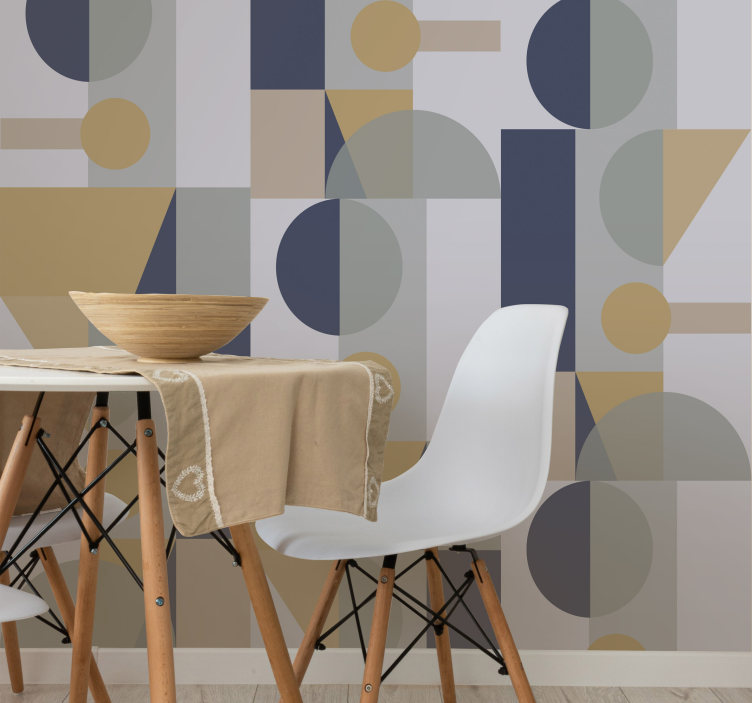 Gray and brown geometric pattern wallpaper - TenStickers