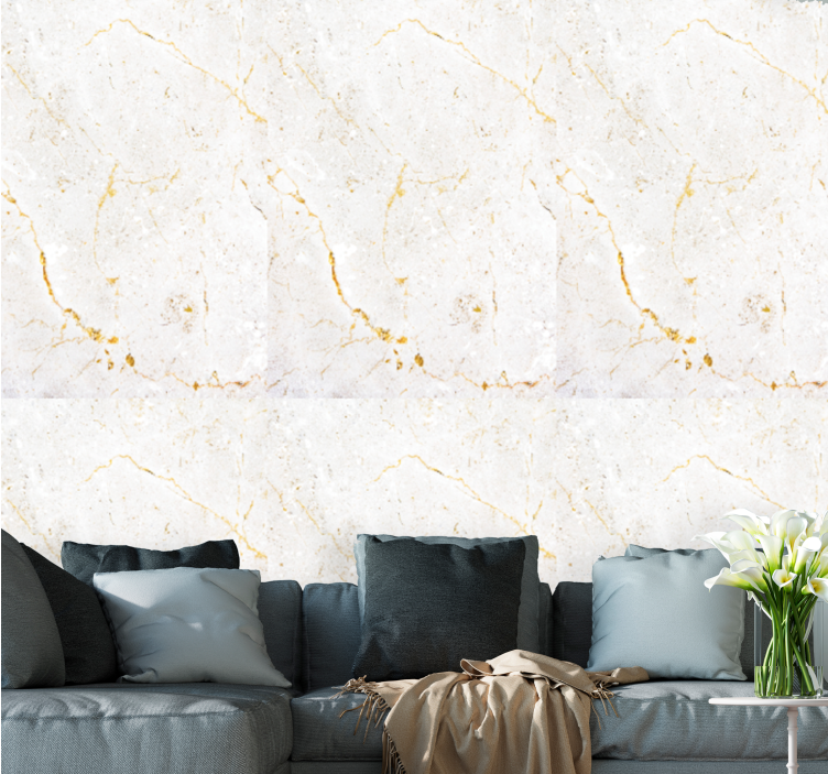 Gray and gold marble Marble Wallpaper - TenStickers