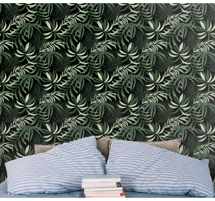 Green tropical leaves Modern Wallpaper - TenStickers