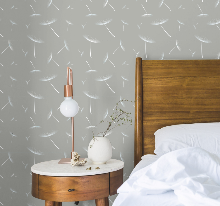 Grey flowery lighter flower wallpaper - TenStickers