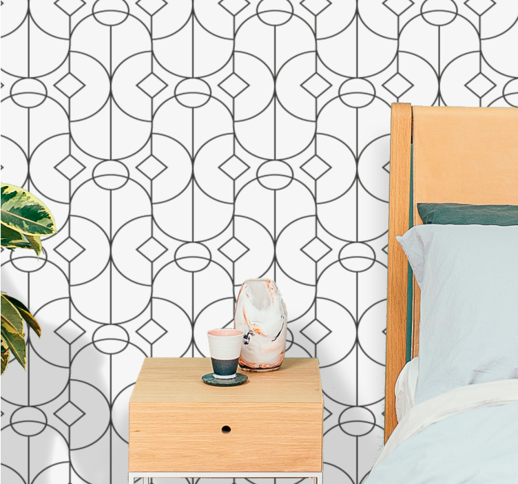 Grey linear artwork wallpaper geometric - TenStickers