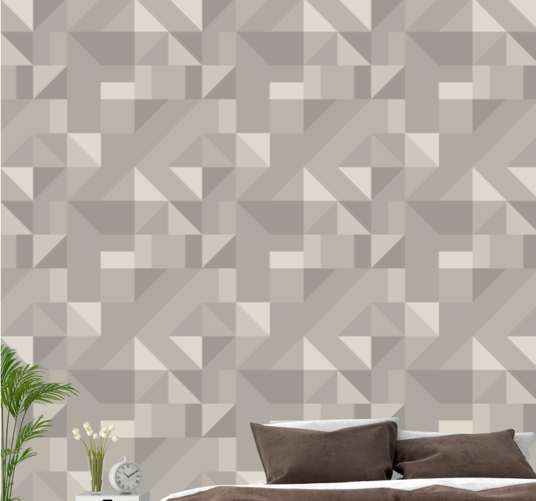 Grey minimalistic geo pattern tile wallpaper - TenStickers