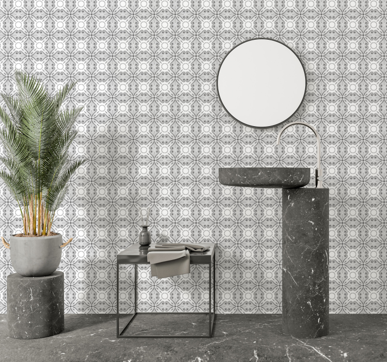 Grey Moroccan  tile wallpaper - TenStickers
