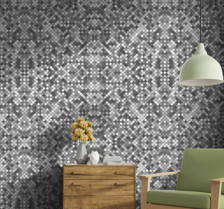 Grey oblong tile wallpaper - TenStickers