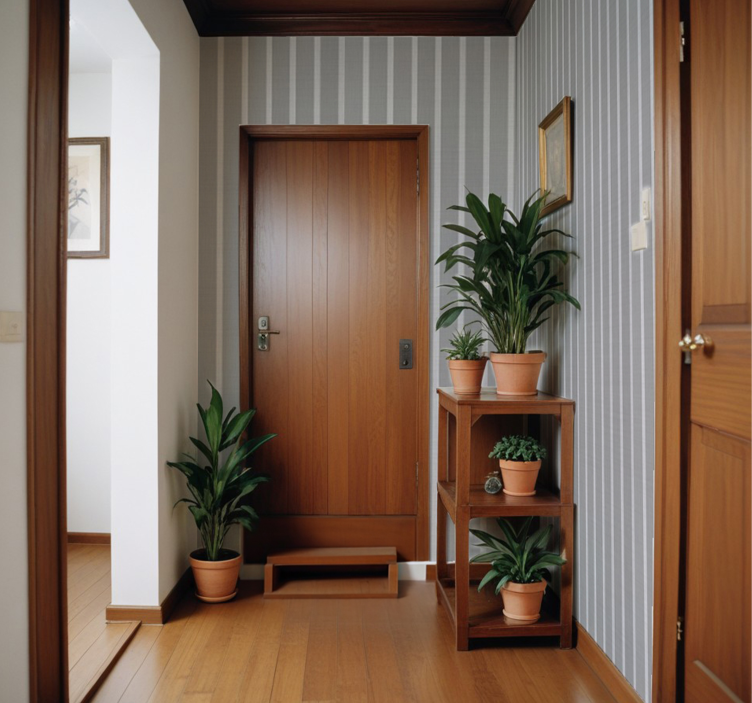 Grey stripes hallway wallpaper - TenStickers