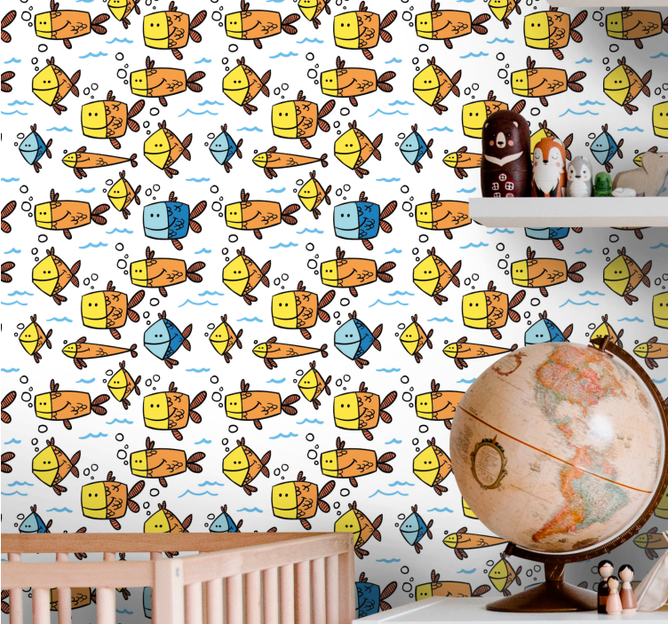 Group of fish kids style Childrens Wallpaper - TenStickers