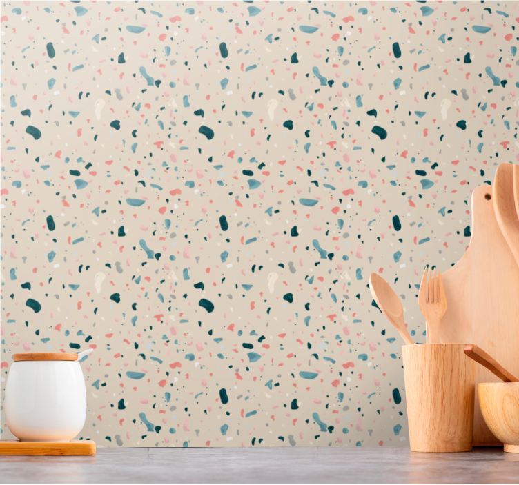 Hand painted terrazzo pattern Kitchen wallpaper - TenStickers